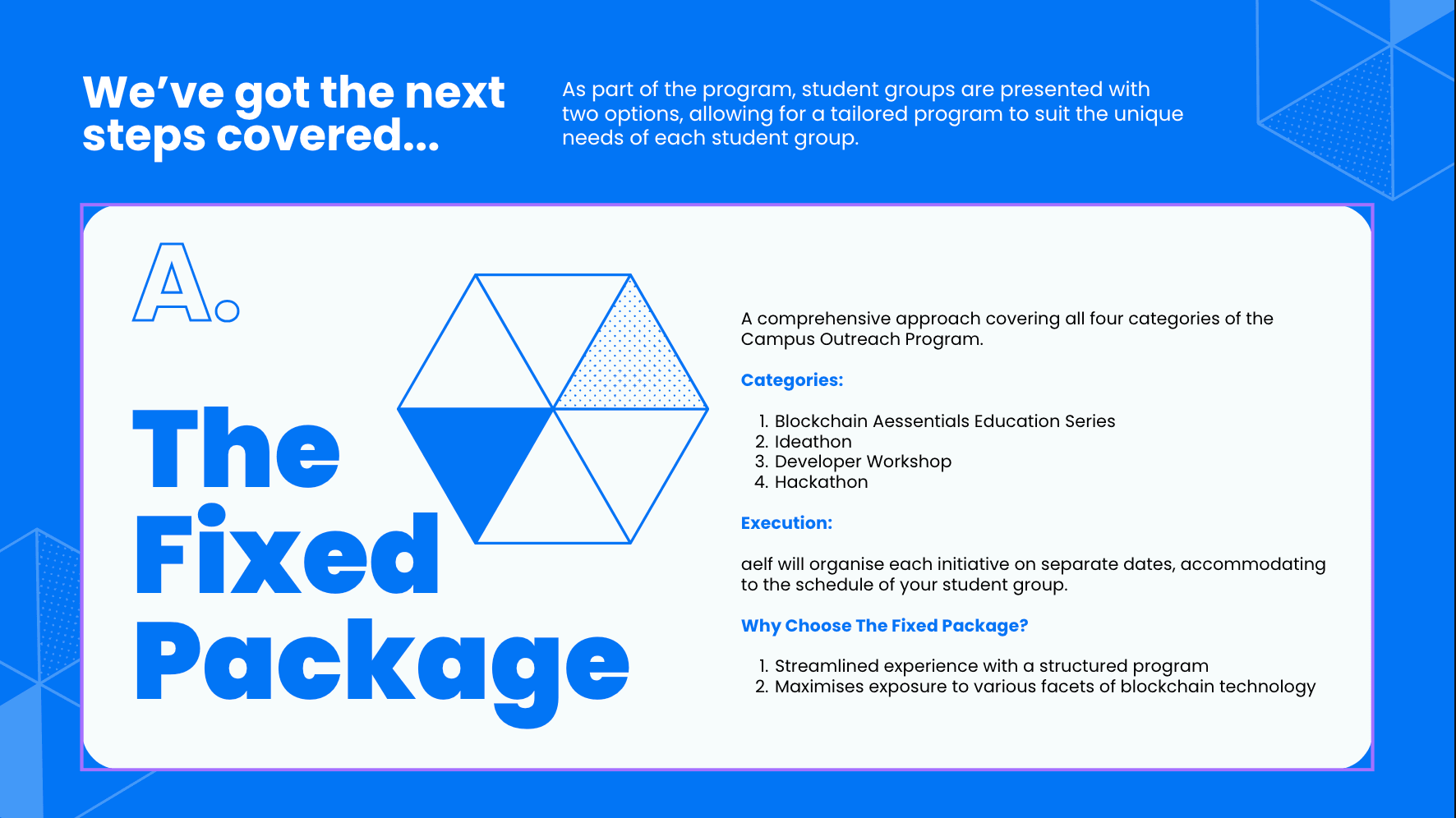 fixed package from aelf's campus outreach program