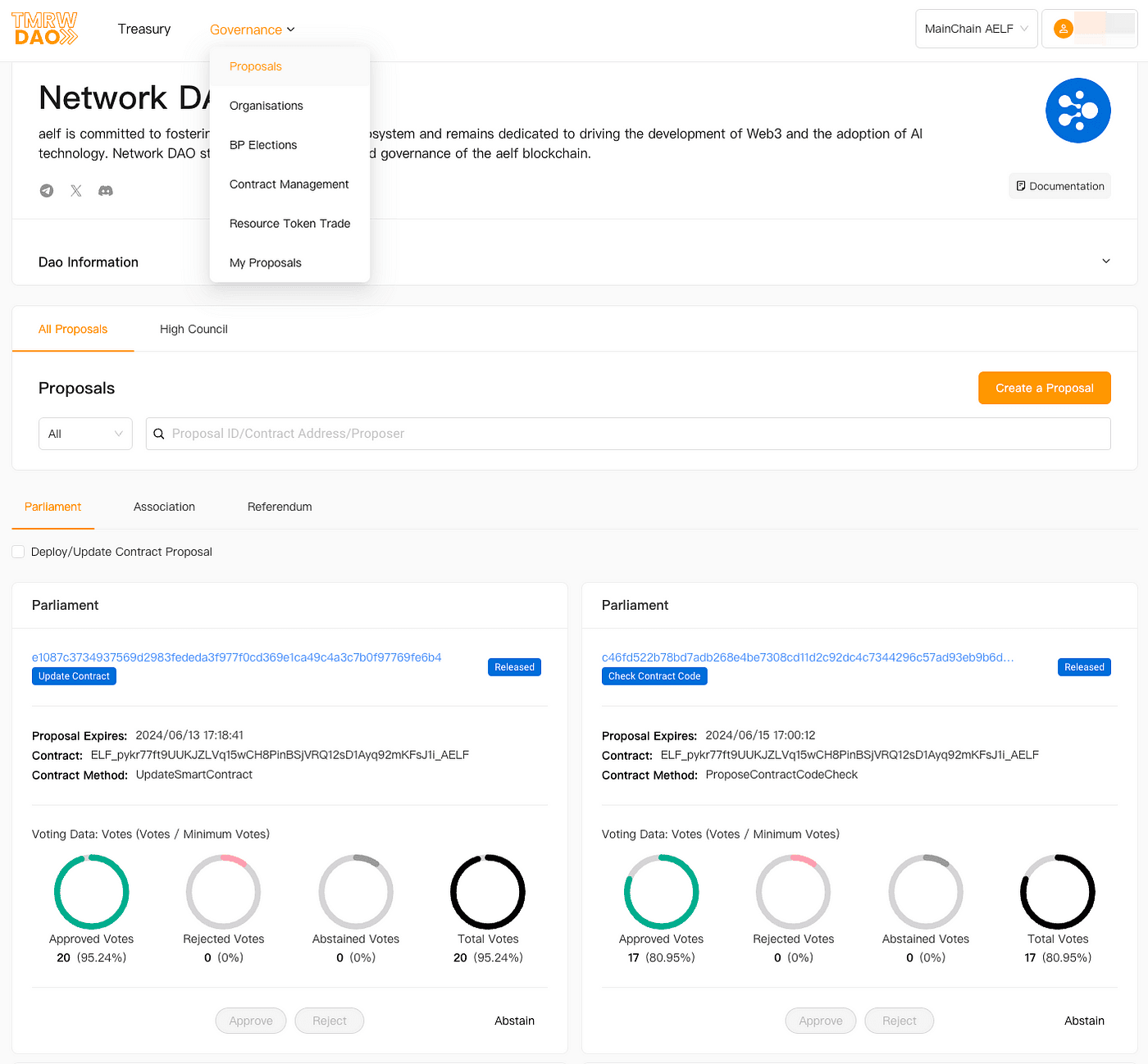 tmrwdao governance proposal