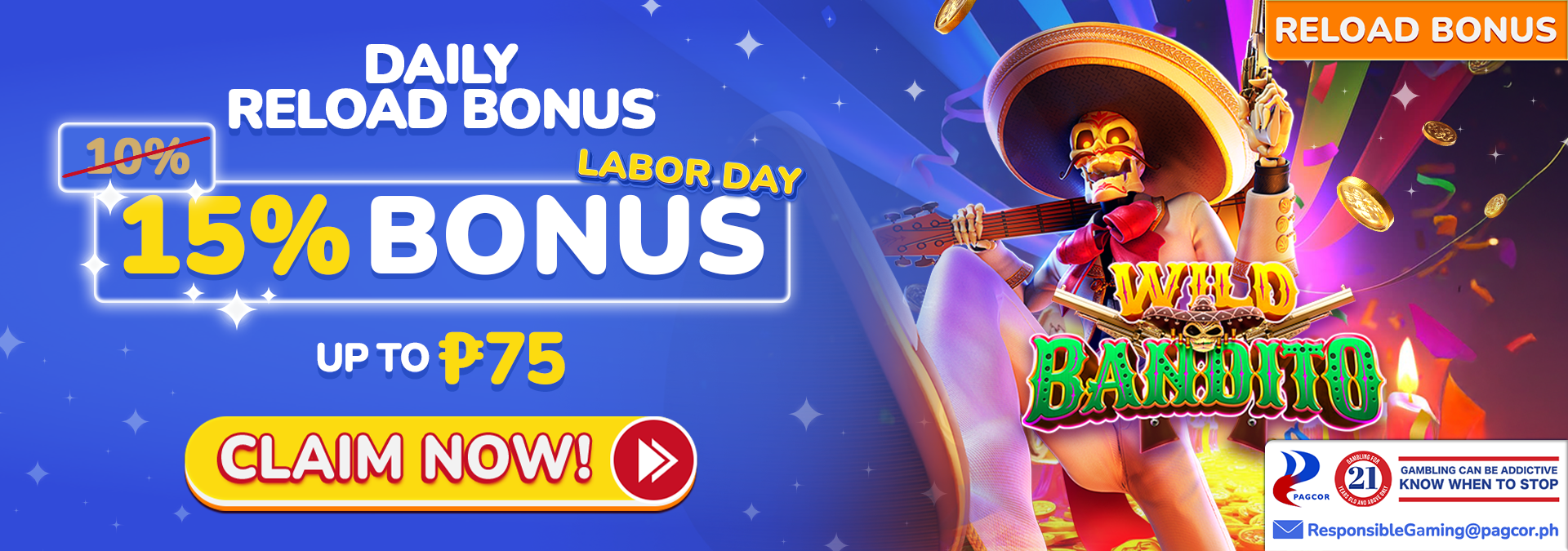 15% Daily Reload Bonus