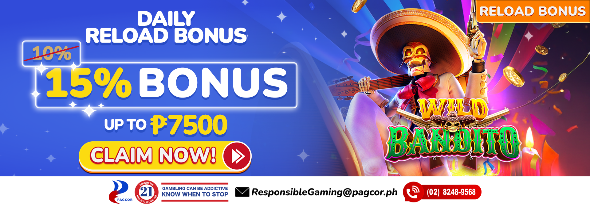 15% Daily Reload Bonus!