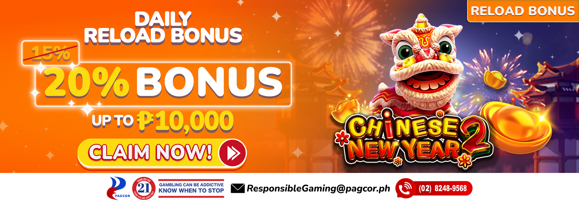 20% Daily Reload Bonus!