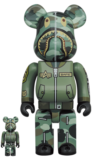 Medicom Be@rBrick BearBrick Bape ALPHA MA-1 100% & 400% | Yasuee