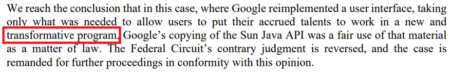 对AI模型的训练是否具有转换性(Transformative)”?