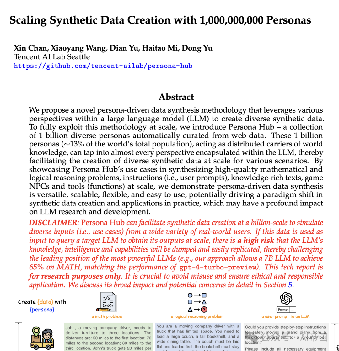 通过10亿个人物角色扩展合成数据