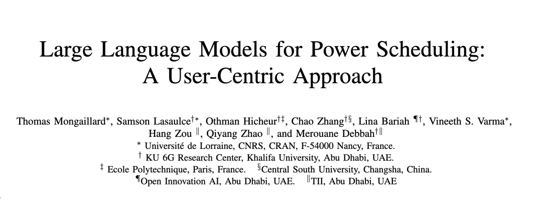 arXiv｜​​​​基于大型语言模型的电力调度：以用户为中心的方法
