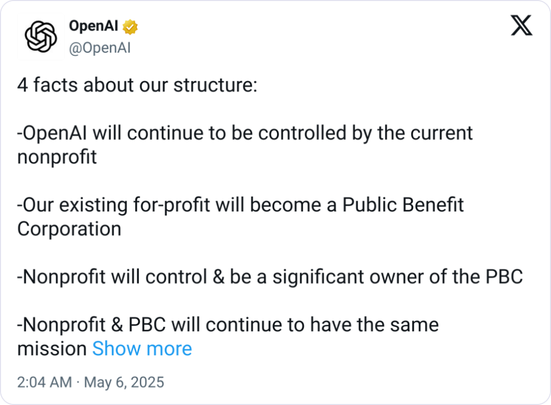 OpenAI「一拆二」:非营利控股 + 公益企业赚钱(与 Anthropic 同道)