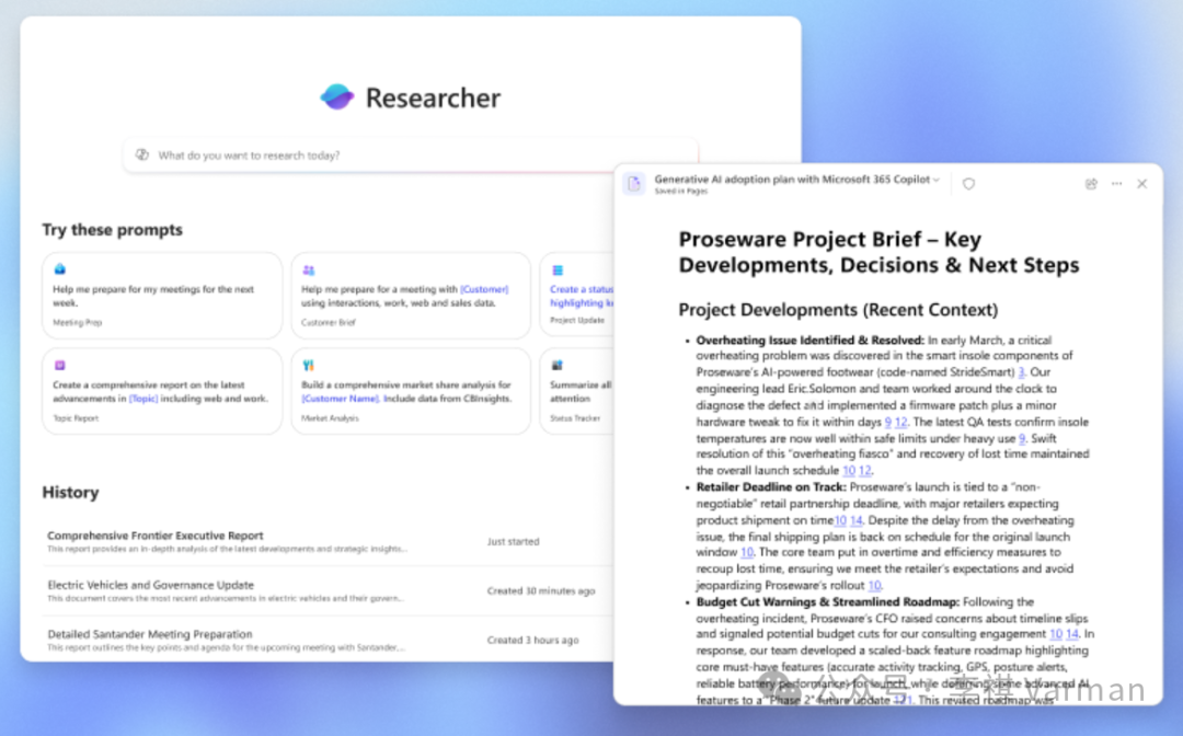 微软 Copilot 再添猛将！Researcher Agent 如何从数据到PPT一气呵成？