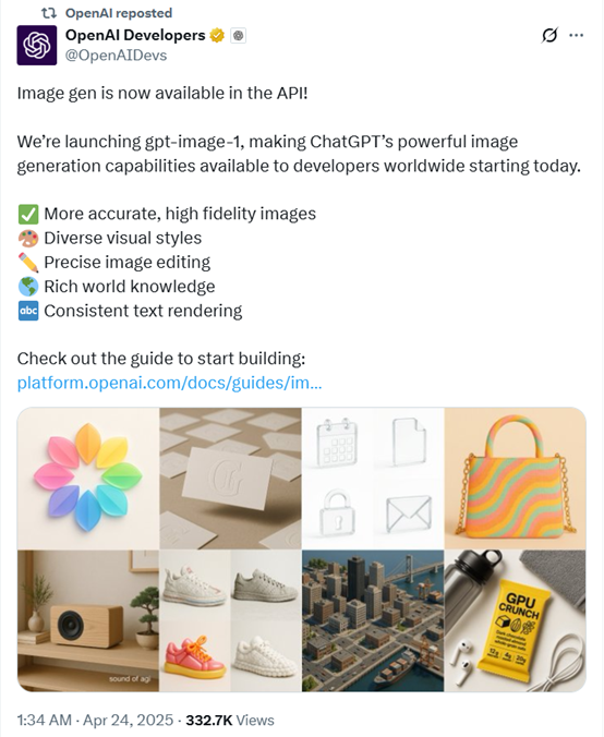 刚刚，OpenAI发布GPT-image-1模型，更强吉卜力版本来啦