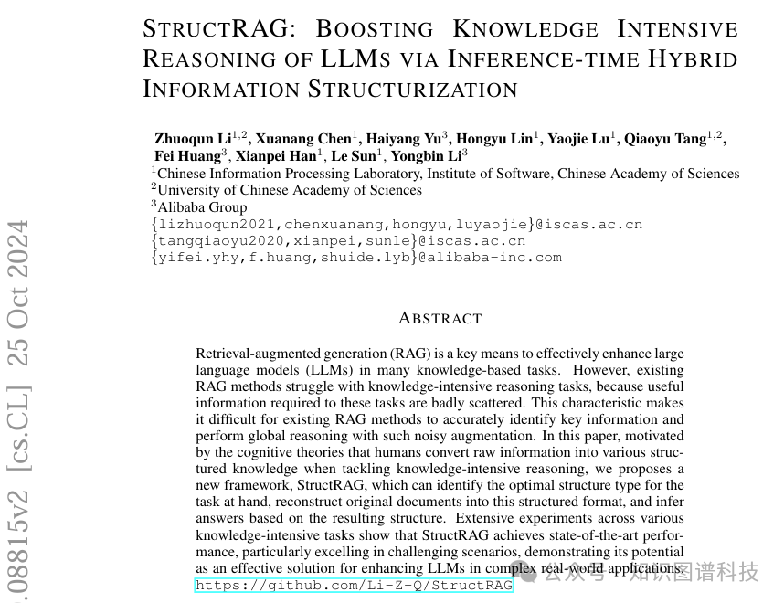 StructRAG: 下一代GraphRAG – 中科院&阿里