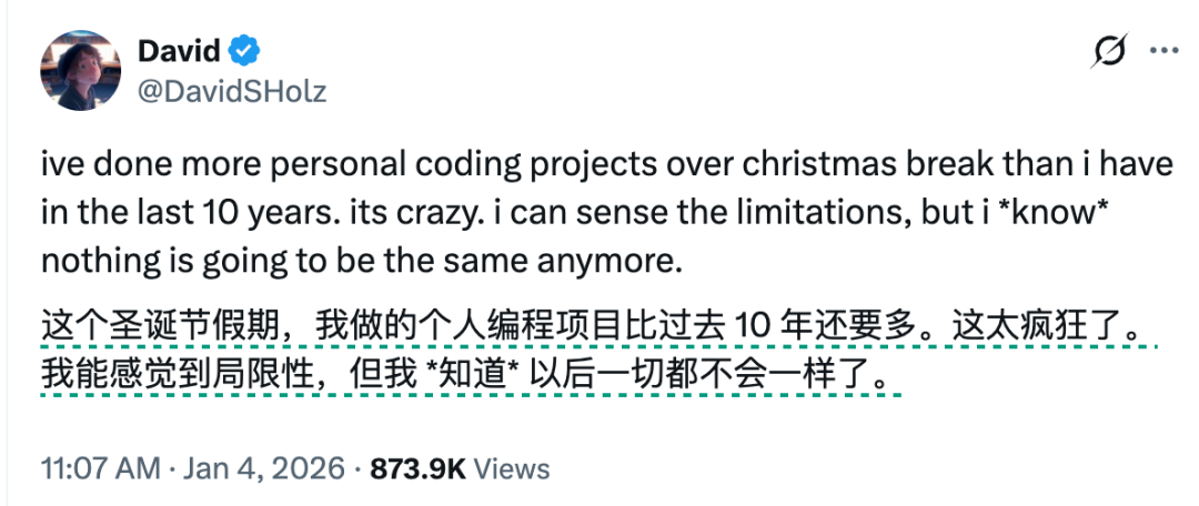 1人1假期，肝完10年编程量！马斯克锐评：奇点来了