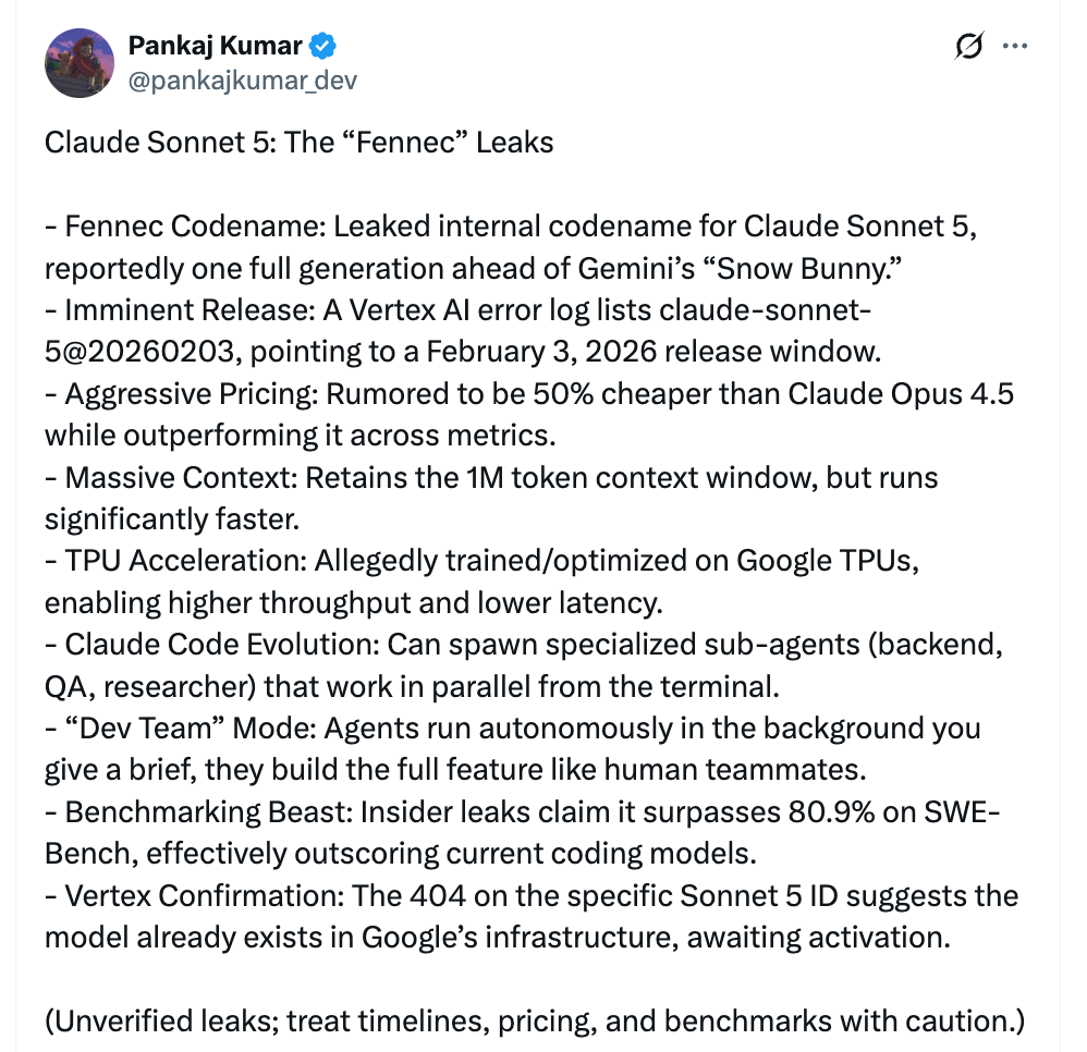Claude 5 真的要来了？代号 Fennec 曝光，性能或超 Opus 4.5