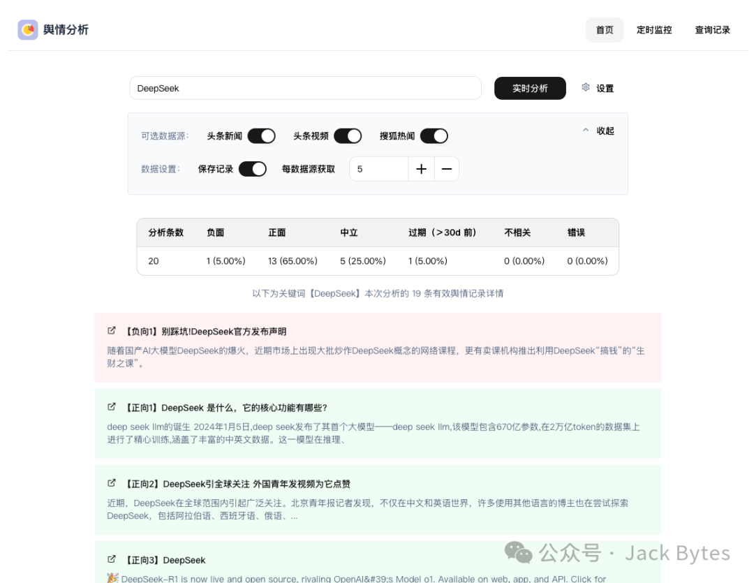 用Coze大模型和工作流打造一个舆情监控系统！可选多种数据源，实时分析，定时任务！