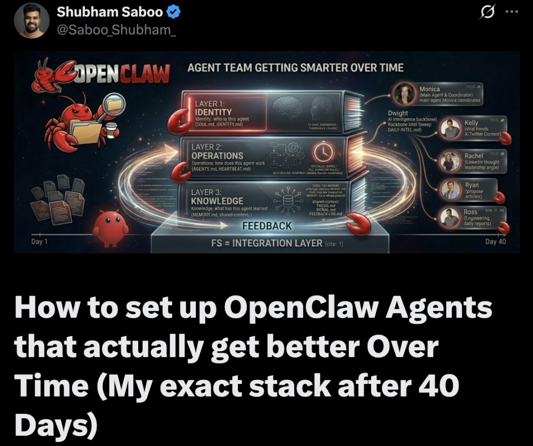 爆火的OpenClaw怎么玩？谷歌老哥40天打磨终极配置单开源：让你的龙虾越养越聪明，自动打怪升级