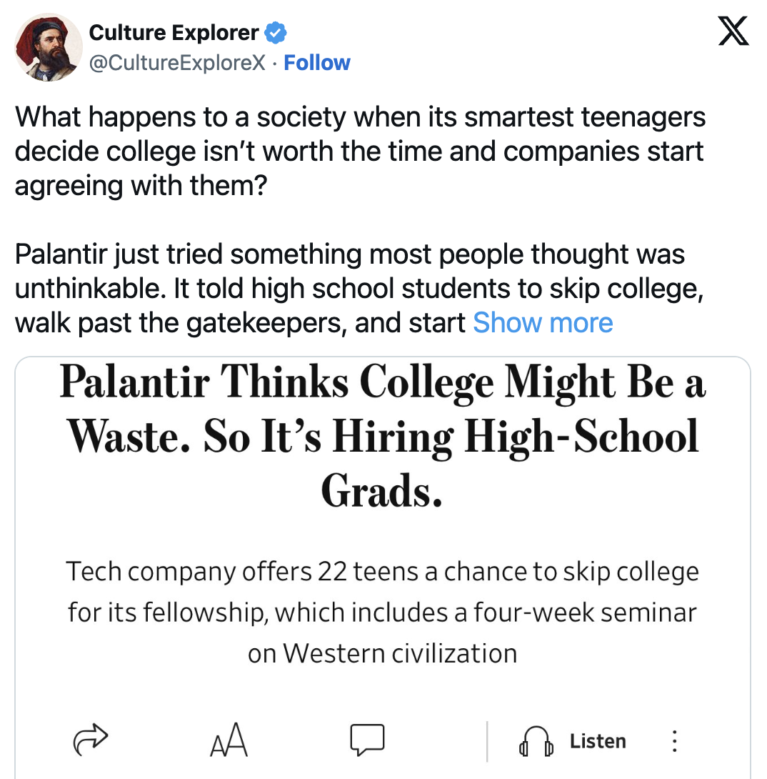 人工智能 | Palantir直接给高中生发offer？未来大学生如何拥抱AI找到时代浪潮里的自己定位？