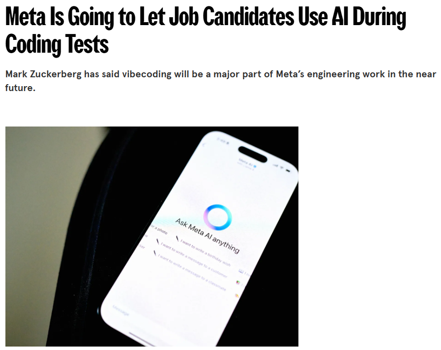 Meta 官宣：面试可以用 AI “氛围编程”了！