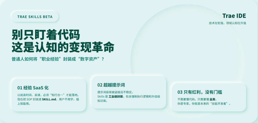 别再卖时间了！Trae + Skills：普通人把“经验”变现的第一次技术平权