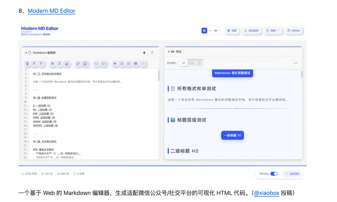 Modern MD Editor 项目介绍