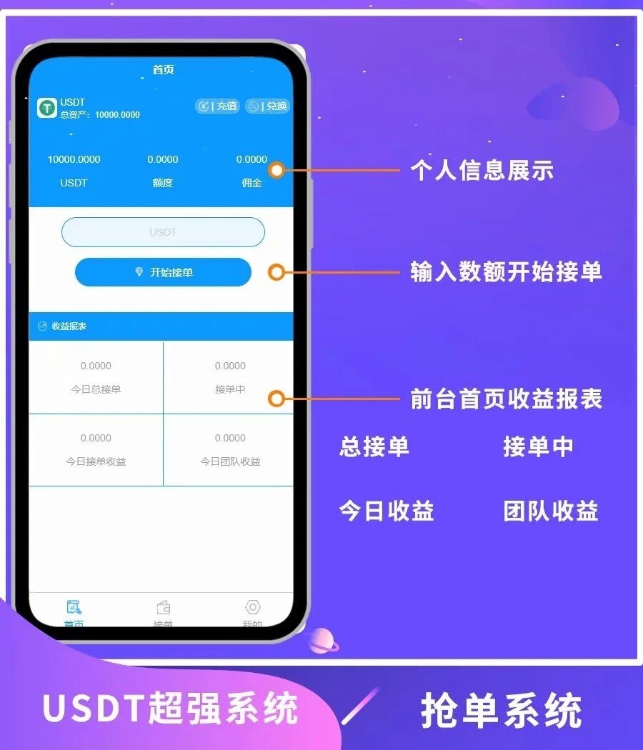 USDT虚拟货币/接单返利/抢单/金融投资理财直推分红源码 可封装APP-查尔斯资源库